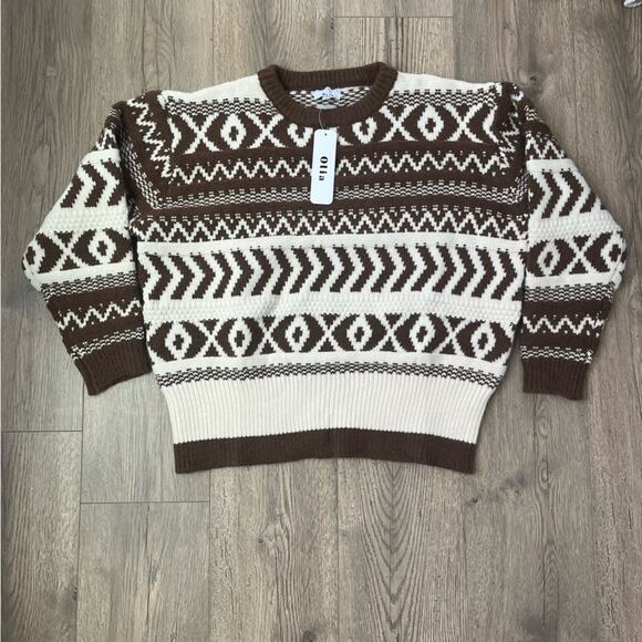 NWT Olia Chunky Knit Cozy Sweater Sz S Geomtric - Picture 1 of 4